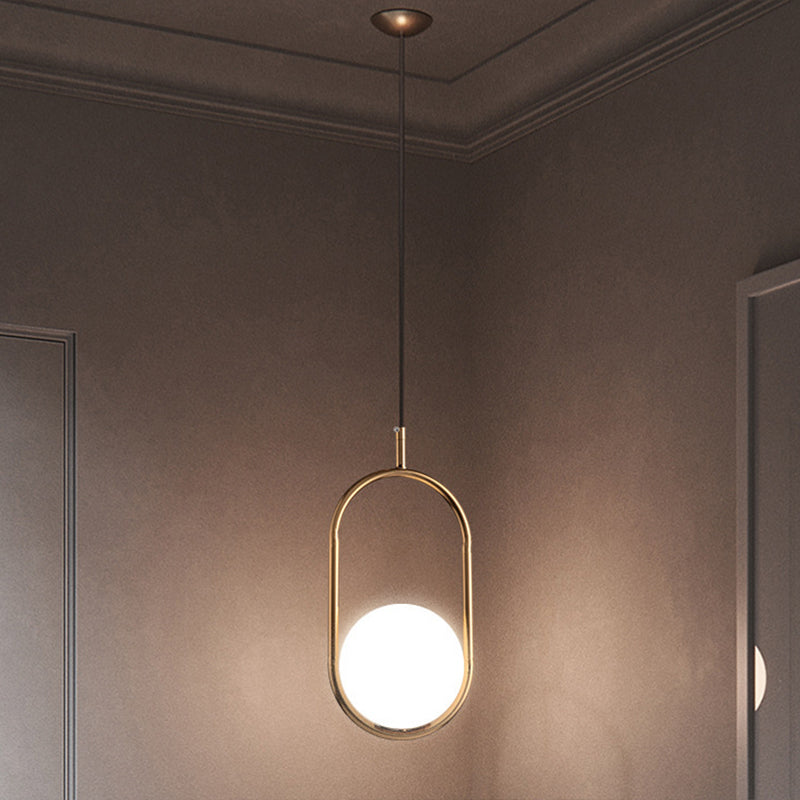 1 Light Hanging Light Fixtures Mid-Century Modern White Glass Hanging Pendant Lights for Bedroom Clearhalo 'Ceiling Lights' 'Pendant Lights' 'Pendants' Lighting' options 2630080