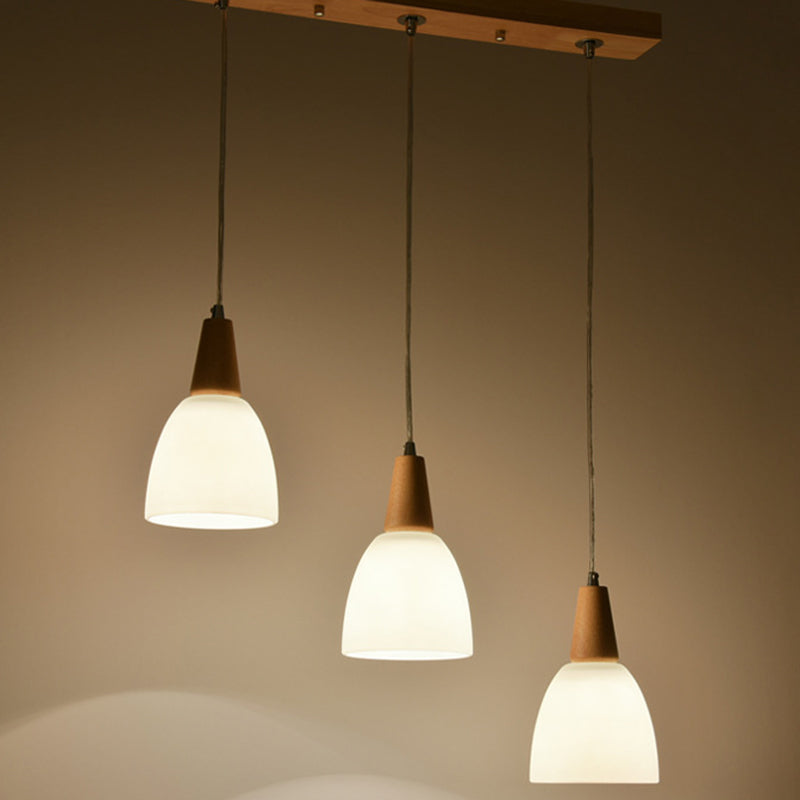 Cone Hanging Pendant Lights Modern Simple White Glass Pendant Ceiling Lights for Restaurant 220V-240V 3 Blanco Clearhalo 'Ceiling Lights' 'Hogar' 'Iluminaci��n' 'L��mparas Colgantes' 'L��mparas de Techo' 'Pendant Lights' 'Pendants' Lighting' 2630139