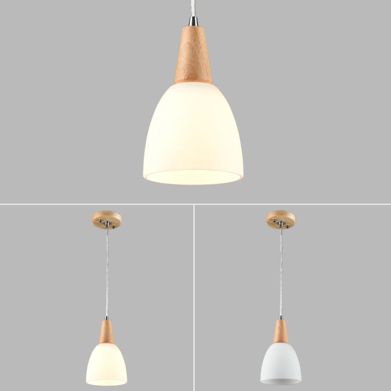 Cone Hanging Pendant Lights Modern Simple White Glass Pendant Ceiling Lights for Restaurant Clearhalo 'Ceiling Lights' 'Hogar' 'Iluminaci��n' 'L��mparas Colgantes' 'L��mparas de Techo' 'Pendant Lights' 'Pendants' Lighting' 2630142
