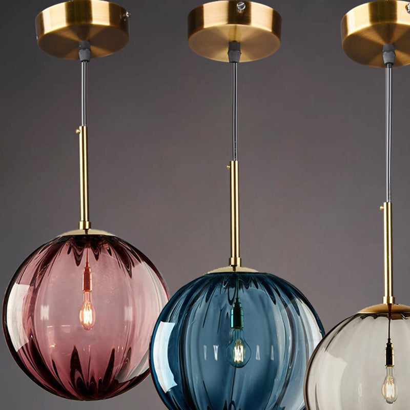 1 Light Round Hanging Ceiling Lights Post-Modern Water Glass Hanging Light Fixtures for Restaurant Clearhalo 'Ceiling Lights' 'Pendant Lights' 'Pendants' Lighting' 2630161