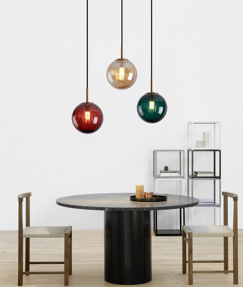 1 Light Round Hanging Ceiling Lights Post-Modern Water Glass Hanging Light Fixtures for Restaurant Clearhalo 'Ceiling Lights' 'Pendant Lights' 'Pendants' Lighting' 2630174