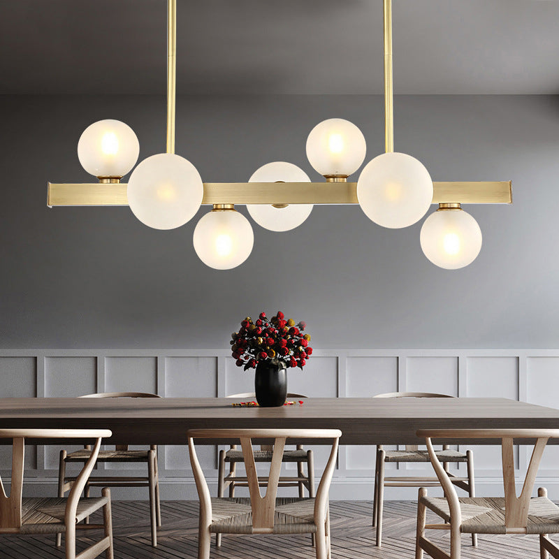 Spherical Glass Island Lighting Fixture Modern Style LED Brass Hanging Ceiling Light Clearhalo 'Ceiling Lights' 'Island Lights' 'Lighting' 2631173