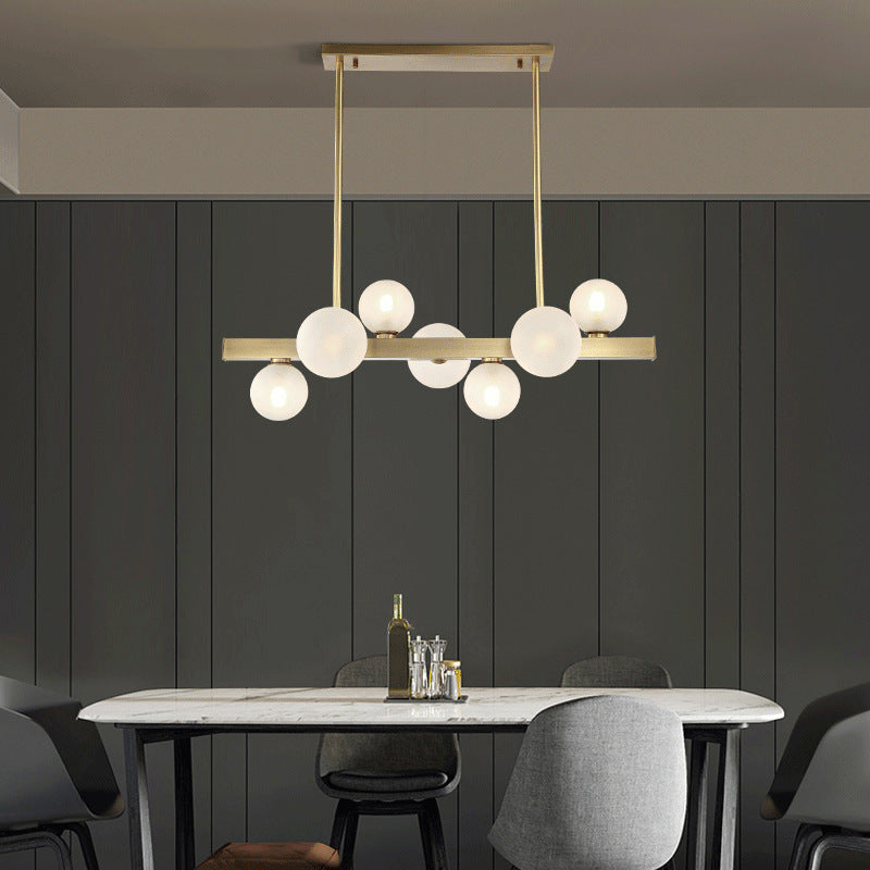 Spherical Glass Island Lighting Fixture Modern Style LED Brass Hanging Ceiling Light Clearhalo 'Ceiling Lights' 'Island Lights' 'Lighting' 2631175