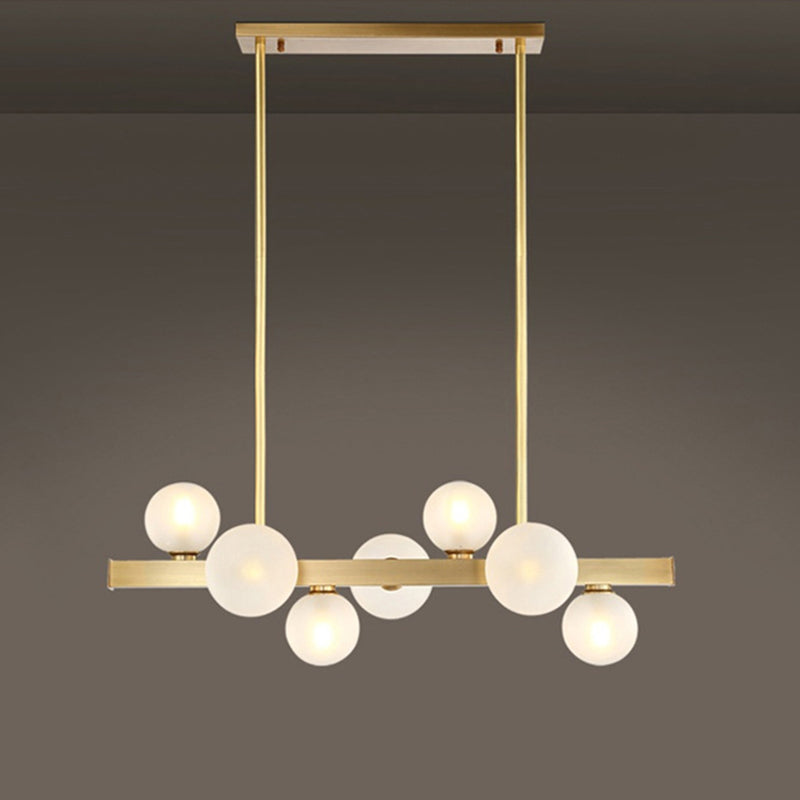 Spherical Glass Island Lighting Fixture Modern Style LED Brass Hanging Ceiling Light Brass Clearhalo 'Ceiling Lights' 'Island Lights' 'Lighting' 2631176