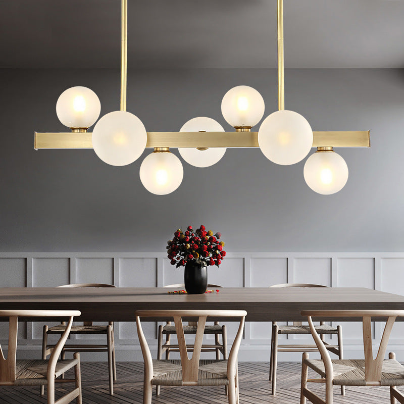 Spherical Glass Island Lighting Fixture Modern Style LED Brass Hanging Ceiling Light Clearhalo 'Ceiling Lights' 'Island Lights' 'Lighting' 2631178