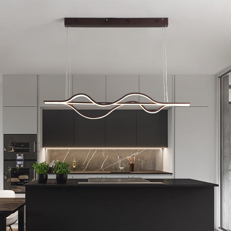 Brown Lines Island Lighting Fixture Contemporary LED Acrylic Hanging Ceiling Light Clearhalo 'Ceiling Lights' 'Island Lights' 'Lighting' 2631187