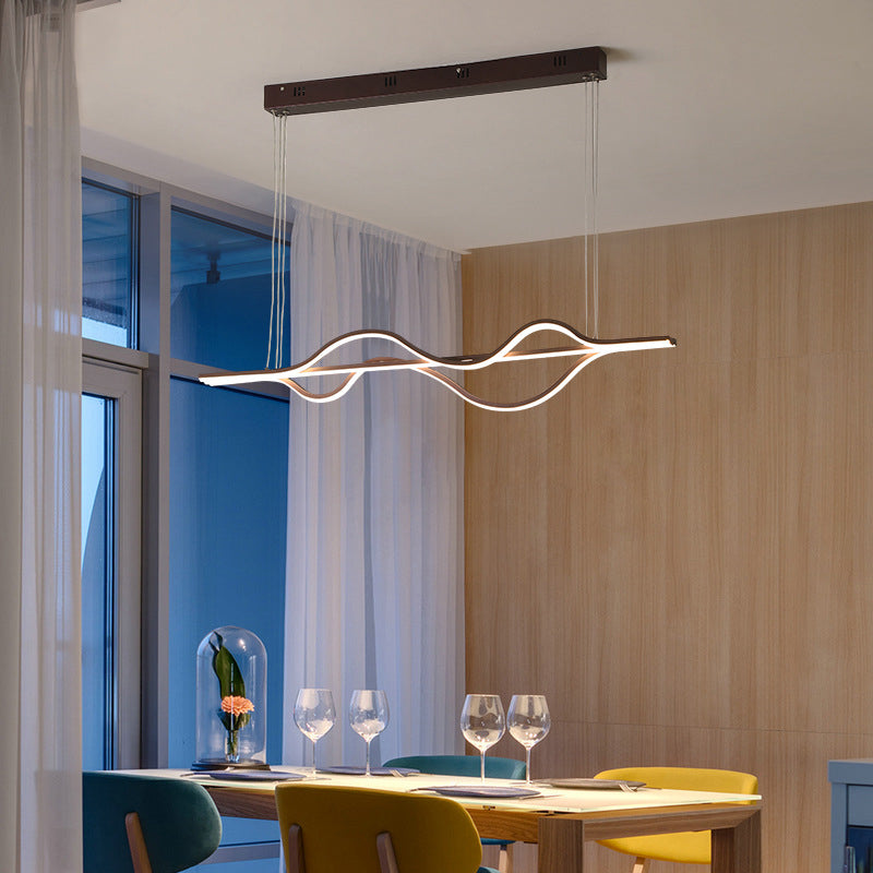 Brown Lines Island Lighting Fixture Contemporary LED Acrylic Hanging Ceiling Light Clearhalo 'Ceiling Lights' 'Island Lights' 'Lighting' 2631188