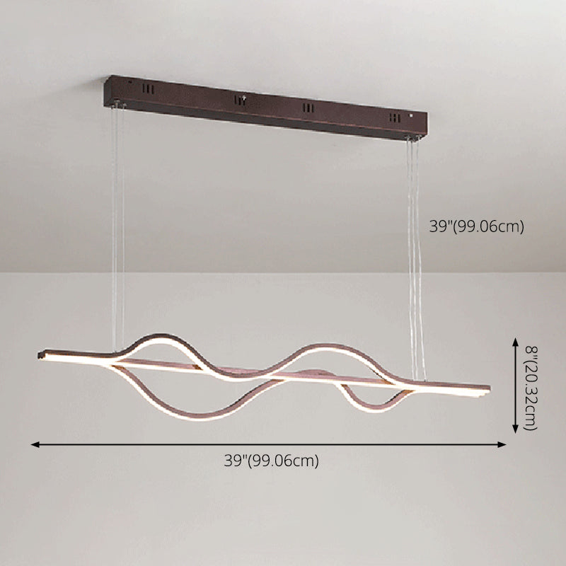 Brown Lines Island Lighting Fixture Contemporary LED Acrylic Hanging Ceiling Light Clearhalo 'Ceiling Lights' 'Island Lights' 'Lighting' 2631191