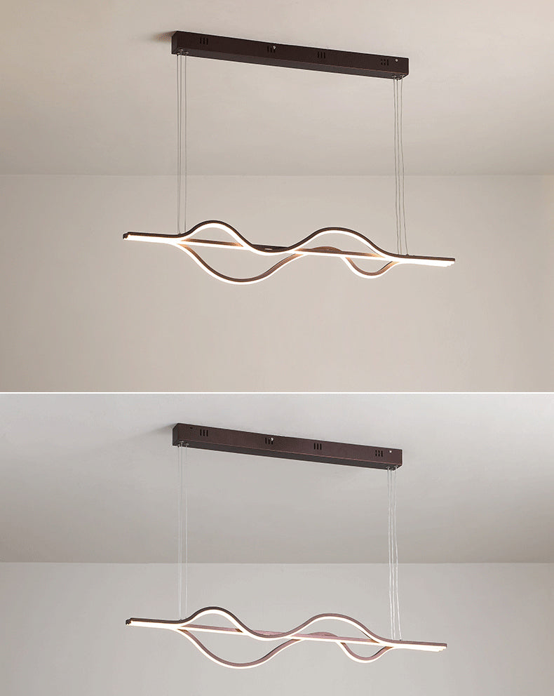 Brown Lines Island Lighting Fixture Contemporary LED Acrylic Hanging Ceiling Light Clearhalo 'Ceiling Lights' 'Island Lights' 'Lighting' 2631192