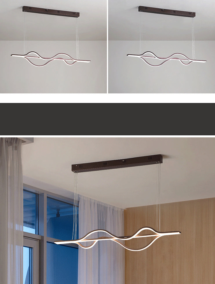 Brown Lines Island Lighting Fixture Contemporary LED Acrylic Hanging Ceiling Light Clearhalo 'Ceiling Lights' 'Island Lights' 'Lighting' 2631193