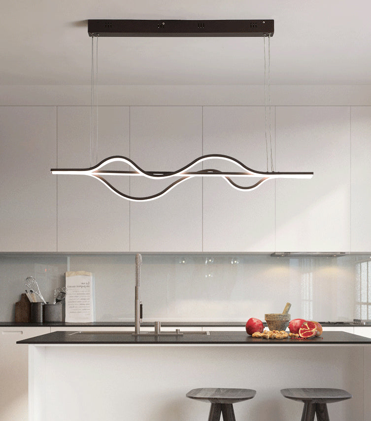 Brown Lines Island Lighting Fixture Contemporary LED Acrylic Hanging Ceiling Light Clearhalo 'Ceiling Lights' 'Island Lights' 'Lighting' 2631195