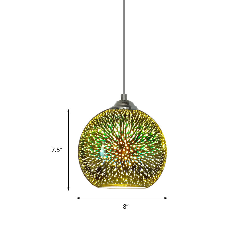 Globe Hanging Light Fixture Modern Gold/Copper 3D Glass 1 Head 8"/10" Wide Dining Room Pendant Lamp Clearhalo 'Ceiling Lights' 'Chandeliers' 'Glass shade' 'Glass' 'Modern Pendants' 'Modern' 'Pendant Lights' 'Pendants' Lighting' 263125