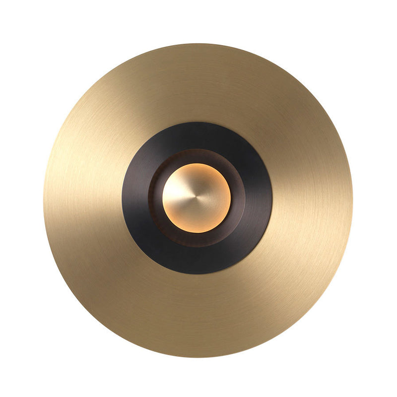 Colonial Round Wall Mounted Lighting LED Metal Flush Mount Wall Sconce in Gold for Bedroom Clearhalo 'Wall Lamps & Sconces' 'Wall Lights' Lighting' 264040