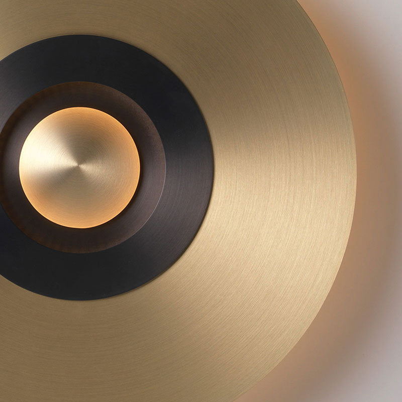 Colonial Round Wall Mounted Lighting LED Metal Flush Mount Wall Sconce in Gold for Bedroom Clearhalo 'Wall Lamps & Sconces' 'Wall Lights' Lighting' 264042