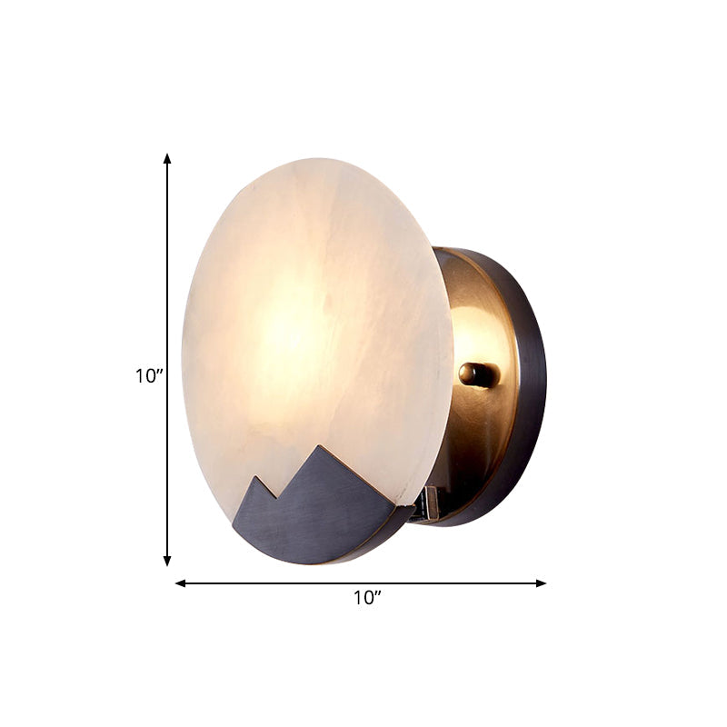 Marble Black Sconce Light Circular Single Head Colonial Flush Mount Wall Light for Study, 8"/10" Wide Clearhalo 'Wall Lamps & Sconces' 'Wall Lights' Lighting' 264631