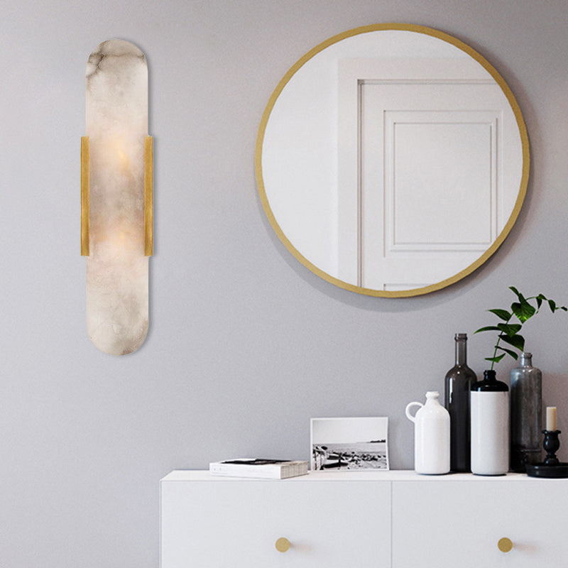 2 Bulbs Bar Flush Mount Colonial Gold/Black Marble Wall Sconce Lighting for Dining Room Gold Clearhalo 'Wall Lamps & Sconces' 'Wall Lights' Lighting' 264997
