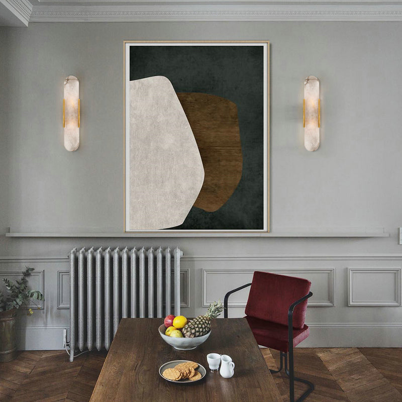2 Bulbs Bar Flush Mount Colonial Gold/Black Marble Wall Sconce Lighting for Dining Room Clearhalo 'Wall Lamps & Sconces' 'Wall Lights' Lighting' 264998
