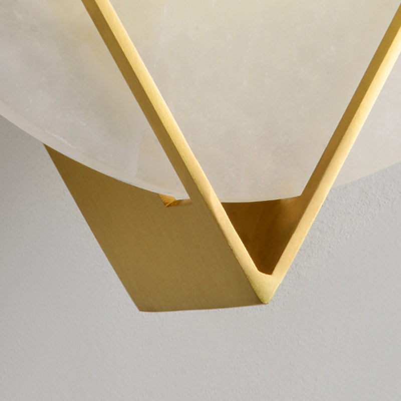 Gold LED Flush Wall Sconce Colonialism Marble Round Wall Light Fixture for Bedroom Clearhalo 'Wall Lamps & Sconces' 'Wall Lights' Lighting' 265017