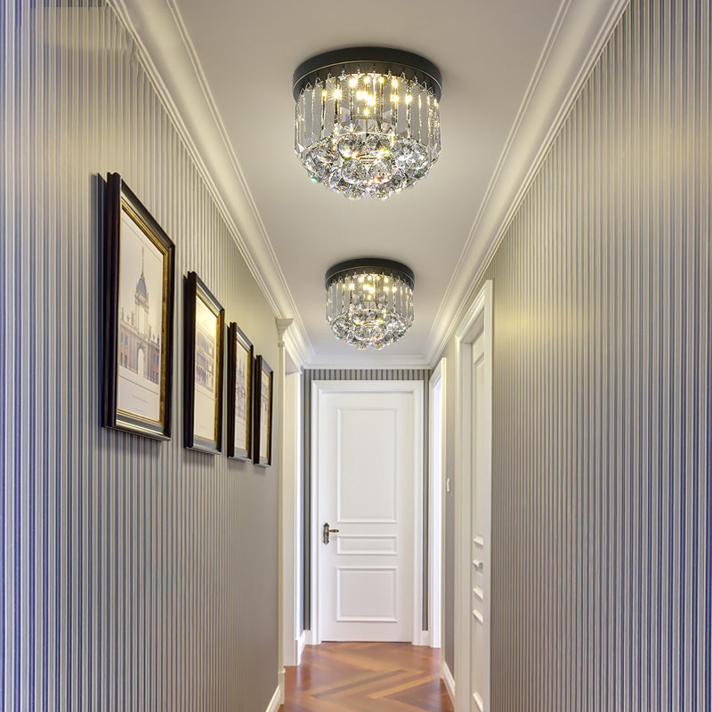 Circular Ceiling Light Fixture with Clear/Smoke Gray Crystal Modern LED Ceiling Mounted Fixture for Corridor Clearhalo 'Ceiling Lights' 'Close To Ceiling Lights' 'Close to ceiling' 'Flush mount' 'Industrial Flush Mount' Lighting' 265764
