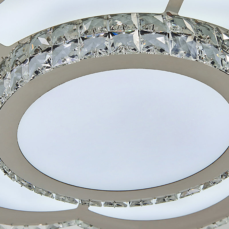 Floral Living Room Flush Mount Lamp Contemporary Crystal 10"/18"/23.5" Wide LED White Flush Light Fixture in Warm/White Light Clearhalo 'Ceiling Lights' 'Close To Ceiling Lights' 'Close to ceiling' 'Flush mount' Lighting' 266050