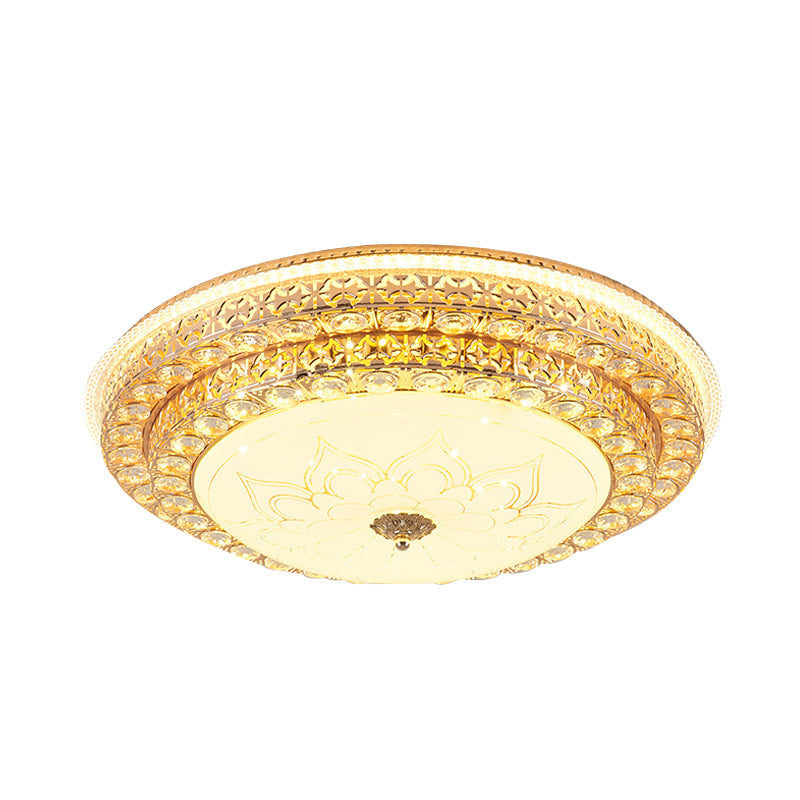 Round Ceiling Light Fixture Simple Crystal White LED Flush Mount Light in 3 Color/Remote Control Stepless Dimming, 23.5"/31.5" W Clearhalo 'Ceiling Lights' 'Close To Ceiling Lights' 'Close to ceiling' 'Flush mount' Lighting' 266107