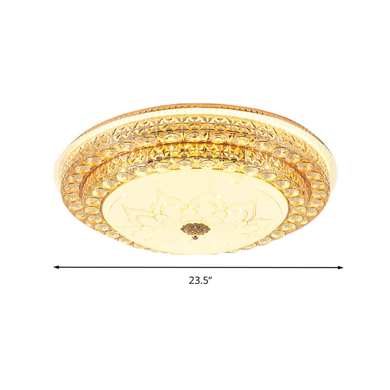 Round Ceiling Light Fixture Simple Crystal White LED Flush Mount Light in 3 Color/Remote Control Stepless Dimming, 23.5"/31.5" W Clearhalo 'Ceiling Lights' 'Close To Ceiling Lights' 'Close to ceiling' 'Flush mount' Lighting' 266108