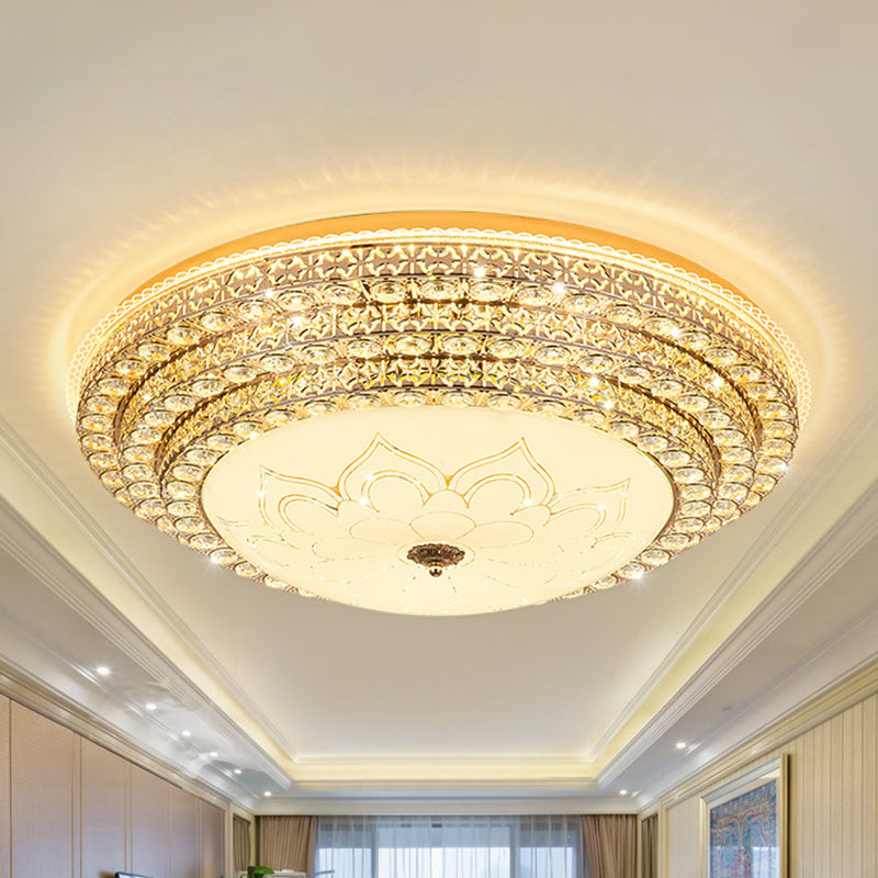 Round Ceiling Light Fixture Simple Crystal White LED Flush Mount Light in 3 Color/Remote Control Stepless Dimming, 23.5"/31.5" W White 31.5" Clearhalo 'Ceiling Lights' 'Close To Ceiling Lights' 'Close to ceiling' 'Flush mount' Lighting' 266109