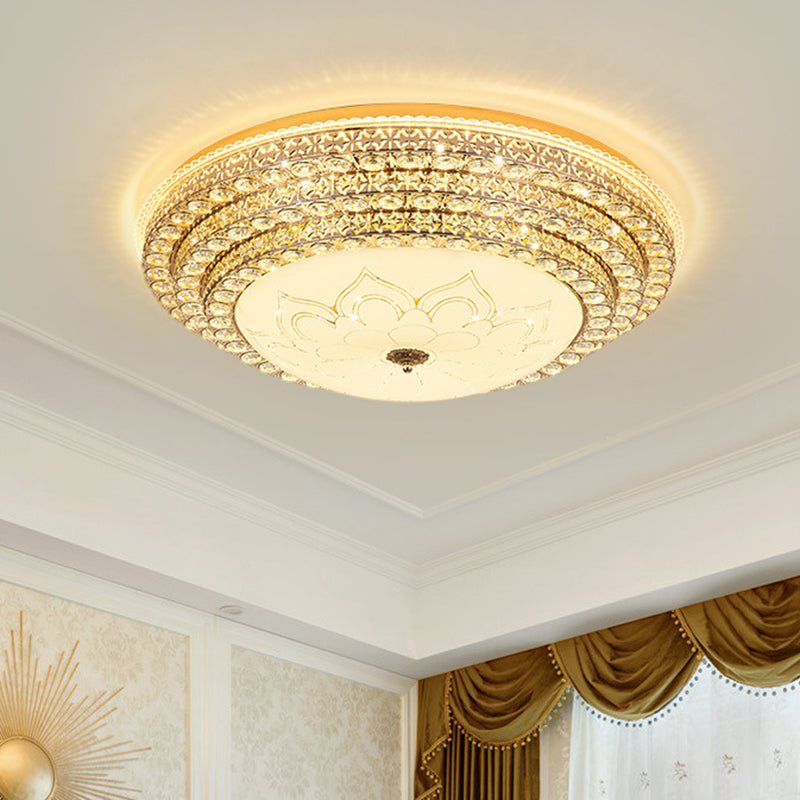 Round Ceiling Light Fixture Simple Crystal White LED Flush Mount Light in 3 Color/Remote Control Stepless Dimming, 23.5"/31.5" W Clearhalo 'Ceiling Lights' 'Close To Ceiling Lights' 'Close to ceiling' 'Flush mount' Lighting' 266111