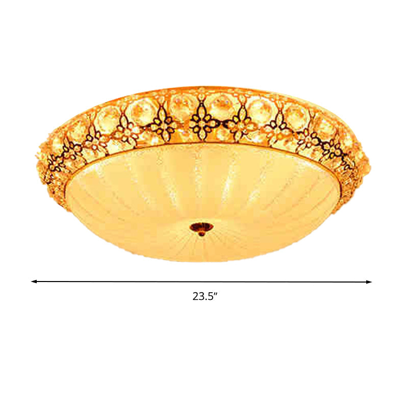16"/19.5"/23.5" Dia White Dimple Ceiling Flush Light Modern Stylish LED Frosted Glass Flushmount, Warm/White Light Clearhalo 'Ceiling Lights' 'Close To Ceiling Lights' 'Close to ceiling' 'Flush mount' Lighting' 266356