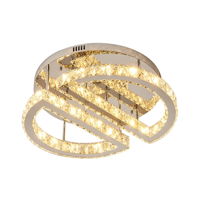 LED Half Circle Semi Flush Simple Style Silver Crystal Semi Flush Mount Lighting for Bedroom in Warm/White/3 Color Light Clearhalo 'Ceiling Lights' 'Close To Ceiling Lights' 'Close to ceiling' 'Semi-flushmount' Lighting' 266496