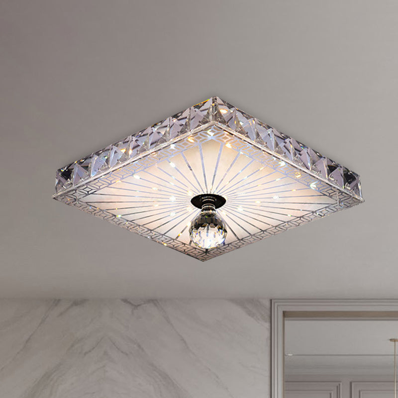 LED Square Flush Mount Lamp Modern Clear Crystal Flush Light Fixture for Corridor in Warm/White Light, Recessed/Surface Mounted Clear Clearhalo 'Ceiling Lights' 'Close To Ceiling Lights' 'Close to ceiling' 'Flush mount' Lighting' 266531