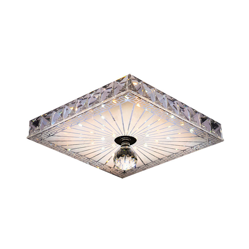 LED Square Flush Mount Lamp Modern Clear Crystal Flush Light Fixture for Corridor in Warm/White Light, Recessed/Surface Mounted Clearhalo 'Ceiling Lights' 'Close To Ceiling Lights' 'Close to ceiling' 'Flush mount' Lighting' 266535
