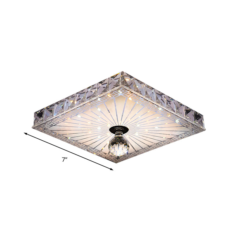 LED Square Flush Mount Lamp Modern Clear Crystal Flush Light Fixture for Corridor in Warm/White Light, Recessed/Surface Mounted Clearhalo 'Ceiling Lights' 'Close To Ceiling Lights' 'Close to ceiling' 'Flush mount' Lighting' 266536