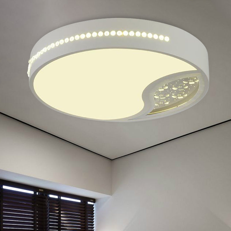 Drum Acrylic Ceiling Light Minimalist Gray LED Flush Mounted Light for Bedroom, 19.5"/31" Wide Clearhalo 'Ceiling Lights' 'Close To Ceiling Lights' 'Close to ceiling' 'Flush mount' Lighting' 266627