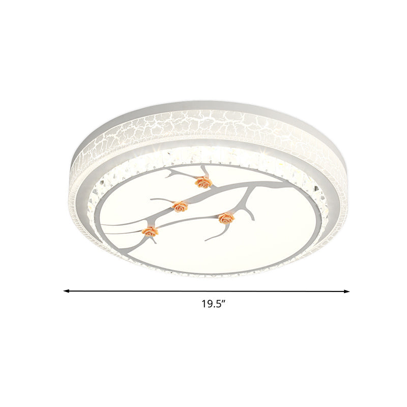 White LED Flush Light Simple Crystal Drum Ceiling Flush Mount for Bedroom in White/3 Color Light, A/B Clearhalo 'Ceiling Lights' 'Close To Ceiling Lights' 'Close to ceiling' 'Flush mount' Lighting' 266658