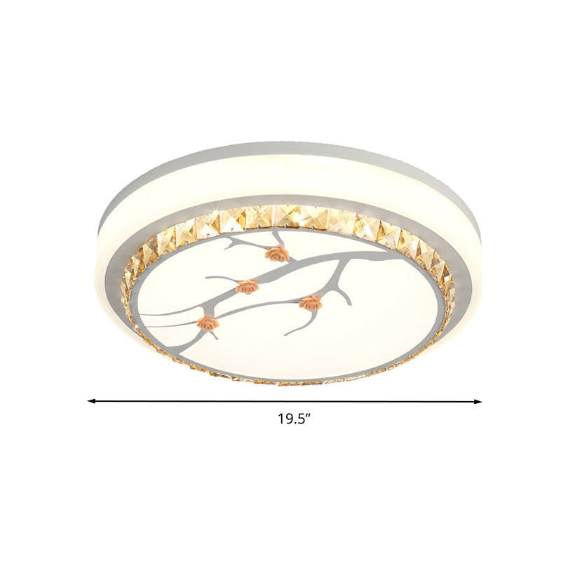 White LED Flush Light Simple Crystal Drum Ceiling Flush Mount for Bedroom in White/3 Color Light, A/B Clearhalo 'Ceiling Lights' 'Close To Ceiling Lights' 'Close to ceiling' 'Flush mount' Lighting' 266664