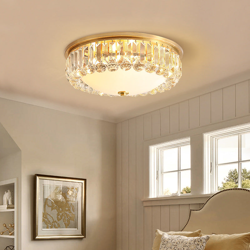 LED Flush Ceiling Light Modern Bowl Crystal Flush Mount Lighting in Gold for Bedroom Clearhalo 'Ceiling Lights' 'Close To Ceiling Lights' 'Close to ceiling' 'Flush mount' Lighting' 266695
