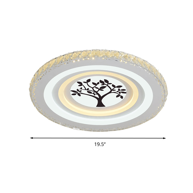 Round/Tree Dining Room Flush Mount Modern Style Crystal LED White Ceiling Lighting Clearhalo 'Ceiling Lights' 'Close To Ceiling Lights' 'Close to ceiling' 'Flush mount' Lighting' 266741