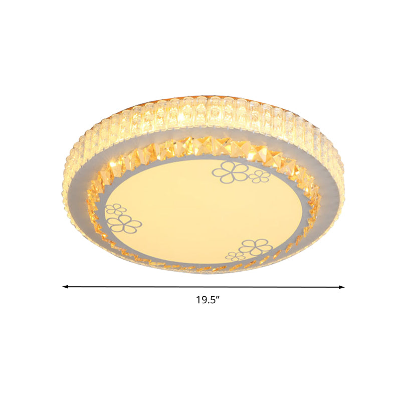 White Round Flush Mount Lamp Simple Crystal LED Bedroom Flush Light with Flower Pattern Clearhalo 'Ceiling Lights' 'Close To Ceiling Lights' 'Close to ceiling' 'Flush mount' Lighting' 266797