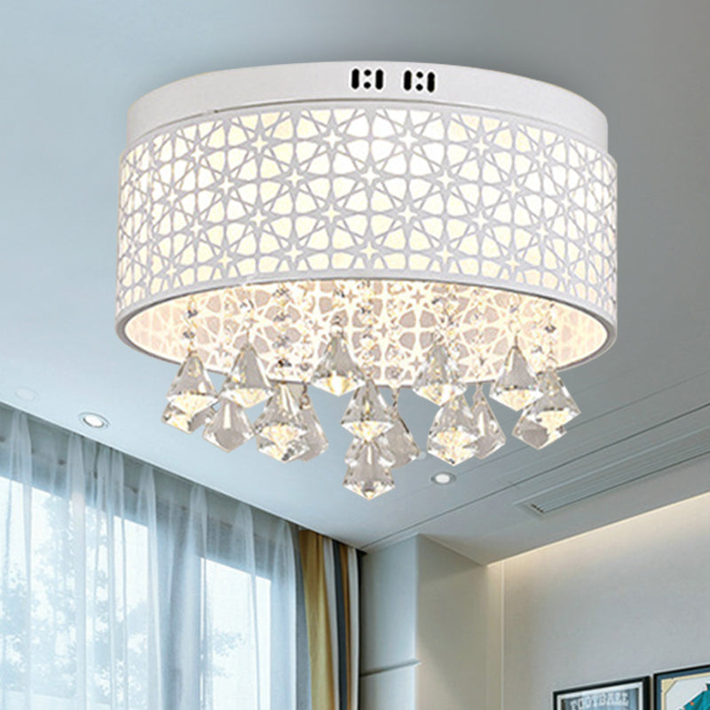 16"/19.5"/23.5" W White Angel/Crystal Bead Flush Mount Fixture Simple Metal LED Bedroom Flush Light White Crystal Bead Clearhalo 'Ceiling Lights' 'Close To Ceiling Lights' 'Close to ceiling' 'Flush mount' Lighting' 266959