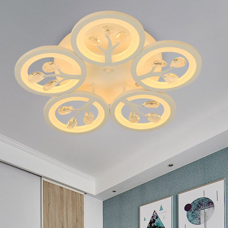 Sputnik Living Room Flush Mount Lamp Simple Acrylic 5/12/15 Lights White Flush Light Fixture in Warm/White/3 Color Light 5 White Clearhalo 'Ceiling Lights' 'Close To Ceiling Lights' 'Close to ceiling' 'Flush mount' Lighting' 267000