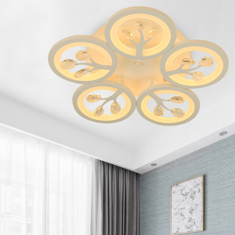 Sputnik Living Room Flush Mount Lamp Simple Acrylic 5/12/15 Lights White Flush Light Fixture in Warm/White/3 Color Light Clearhalo 'Ceiling Lights' 'Close To Ceiling Lights' 'Close to ceiling' 'Flush mount' Lighting' 267002