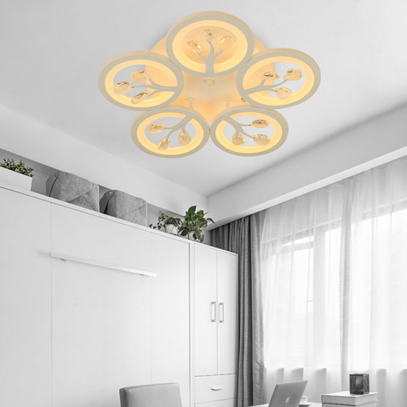 Sputnik Living Room Flush Mount Lamp Simple Acrylic 5/12/15 Lights White Flush Light Fixture in Warm/White/3 Color Light Clearhalo 'Ceiling Lights' 'Close To Ceiling Lights' 'Close to ceiling' 'Flush mount' Lighting' 267003