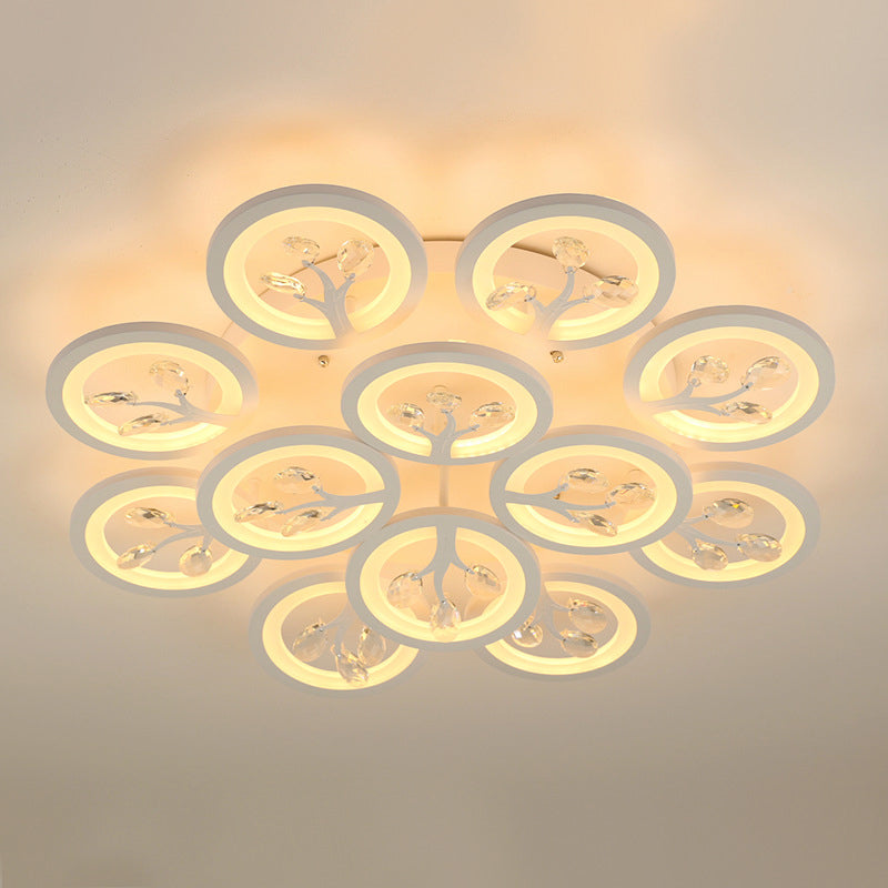 Sputnik Living Room Flush Mount Lamp Simple Acrylic 5/12/15 Lights White Flush Light Fixture in Warm/White/3 Color Light 12 White Clearhalo 'Ceiling Lights' 'Close To Ceiling Lights' 'Close to ceiling' 'Flush mount' Lighting' 267006