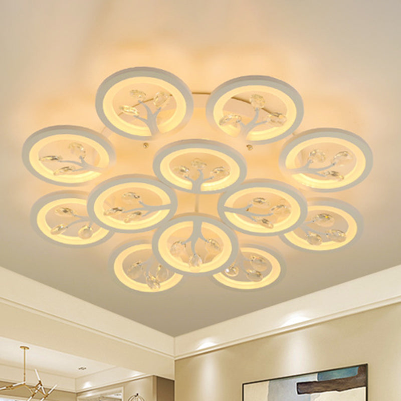 Sputnik Living Room Flush Mount Lamp Simple Acrylic 5/12/15 Lights White Flush Light Fixture in Warm/White/3 Color Light Clearhalo 'Ceiling Lights' 'Close To Ceiling Lights' 'Close to ceiling' 'Flush mount' Lighting' 267007