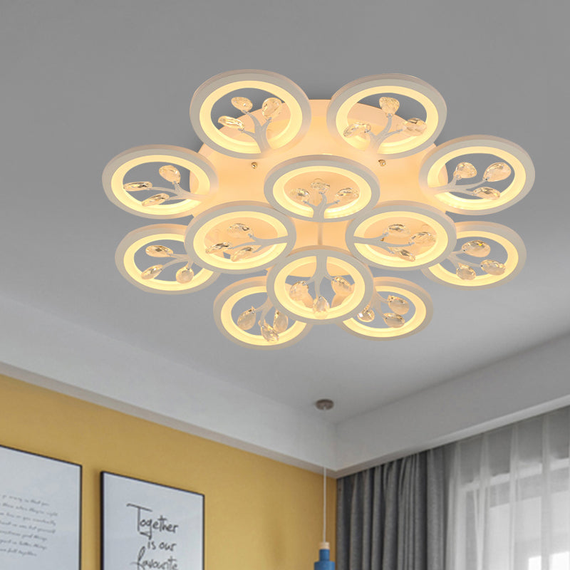Sputnik Living Room Flush Mount Lamp Simple Acrylic 5/12/15 Lights White Flush Light Fixture in Warm/White/3 Color Light Clearhalo 'Ceiling Lights' 'Close To Ceiling Lights' 'Close to ceiling' 'Flush mount' Lighting' 267008