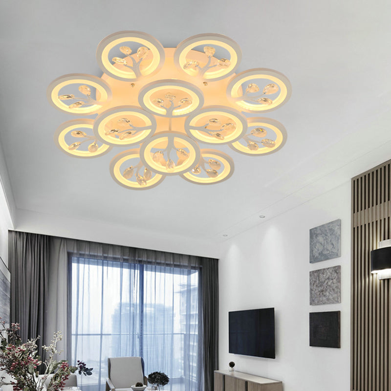 Sputnik Living Room Flush Mount Lamp Simple Acrylic 5/12/15 Lights White Flush Light Fixture in Warm/White/3 Color Light Clearhalo 'Ceiling Lights' 'Close To Ceiling Lights' 'Close to ceiling' 'Flush mount' Lighting' 267009