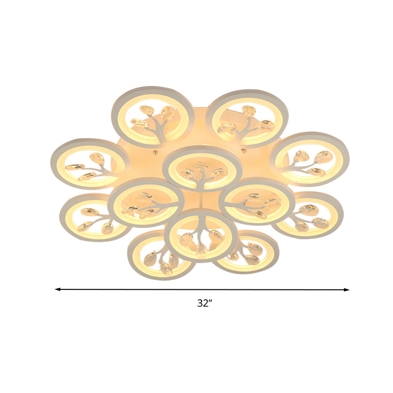 Sputnik Living Room Flush Mount Lamp Simple Acrylic 5/12/15 Lights White Flush Light Fixture in Warm/White/3 Color Light Clearhalo 'Ceiling Lights' 'Close To Ceiling Lights' 'Close to ceiling' 'Flush mount' Lighting' 267011
