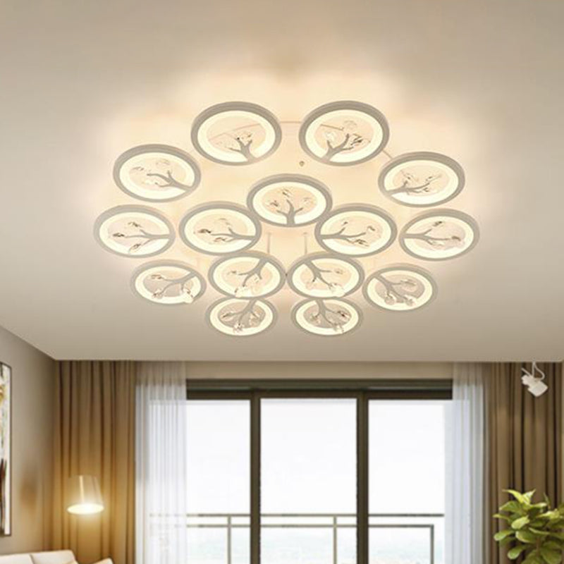Sputnik Living Room Flush Mount Lamp Simple Acrylic 5/12/15 Lights White Flush Light Fixture in Warm/White/3 Color Light 15 White Clearhalo 'Ceiling Lights' 'Close To Ceiling Lights' 'Close to ceiling' 'Flush mount' Lighting' 267012
