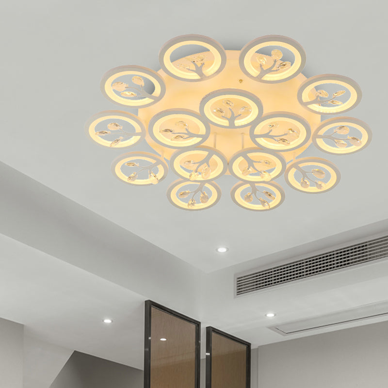 Sputnik Living Room Flush Mount Lamp Simple Acrylic 5/12/15 Lights White Flush Light Fixture in Warm/White/3 Color Light 15 White Warm Clearhalo 'Ceiling Lights' 'Close To Ceiling Lights' 'Close to ceiling' 'Flush mount' Lighting' 267013